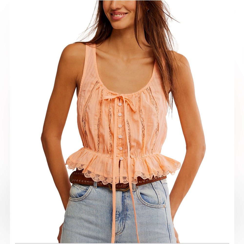 Free People Alana Lace Tank Top, Size XSMALL